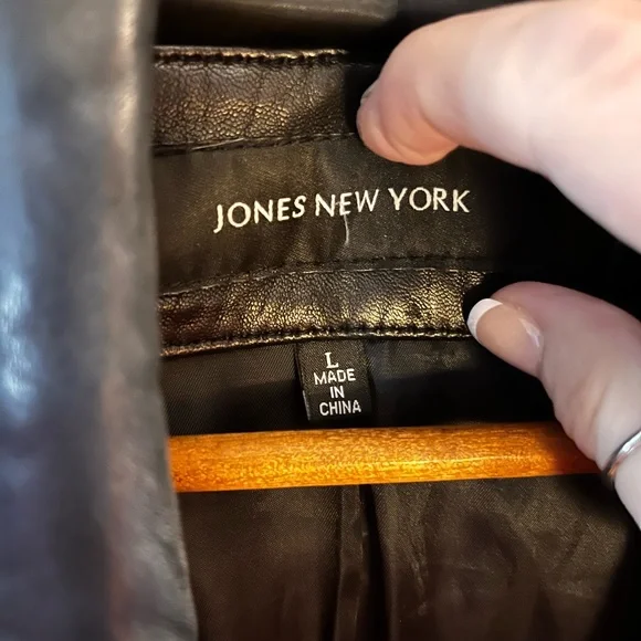 Vintage Butter Jones New York Women’s 100% Black Leather Lined Moto Jacket Large - Picture 7 of 16